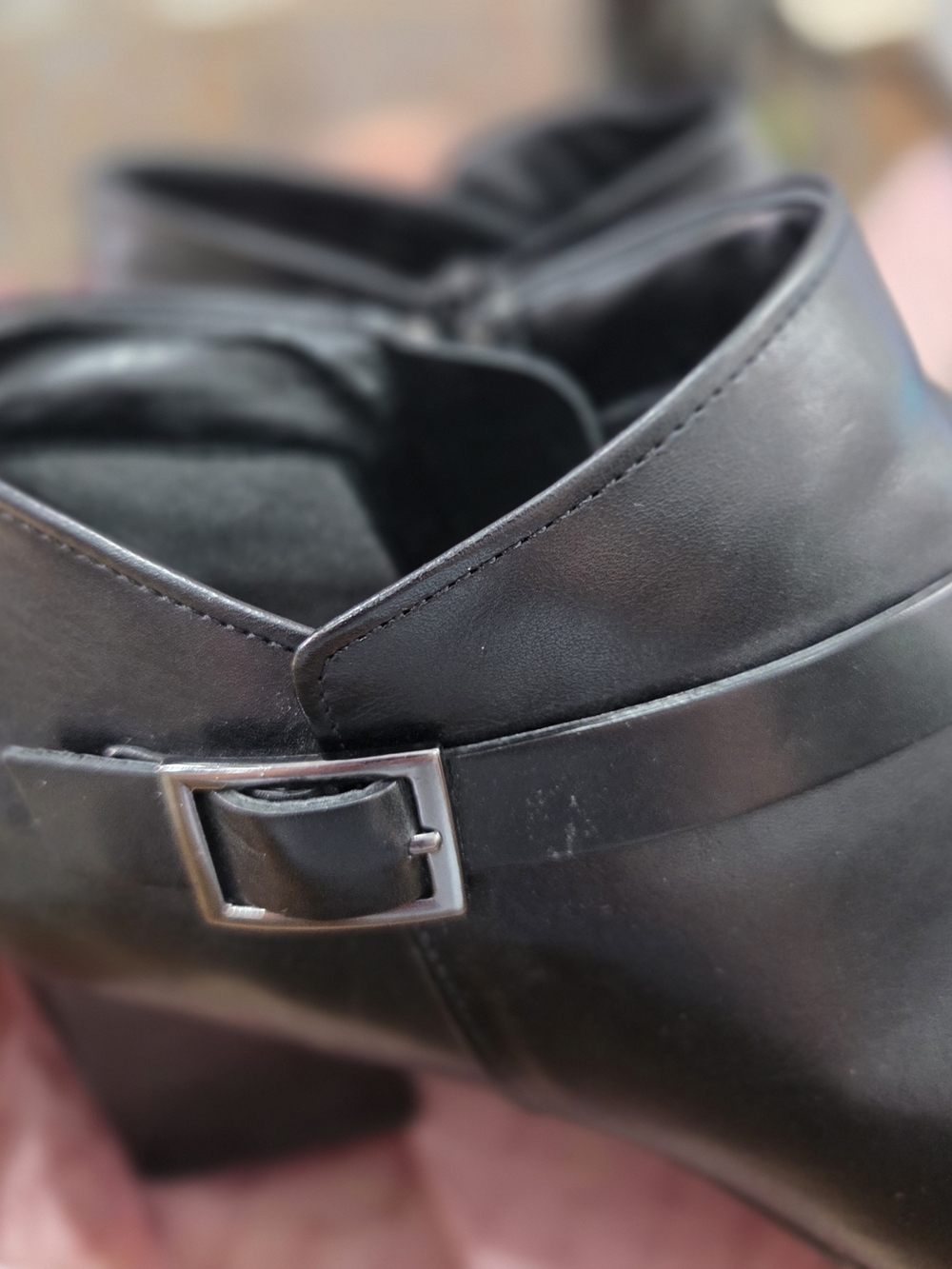 Enzo Angiolini Womens 11 M Ankle Boots Black Leather Inner Zip Silver Buckle...